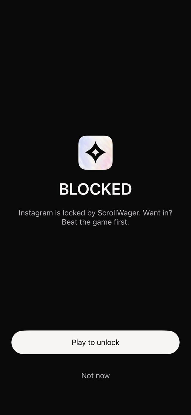 Shield: Instagram is locked by ScrollWager. Want in? Beat the game first.